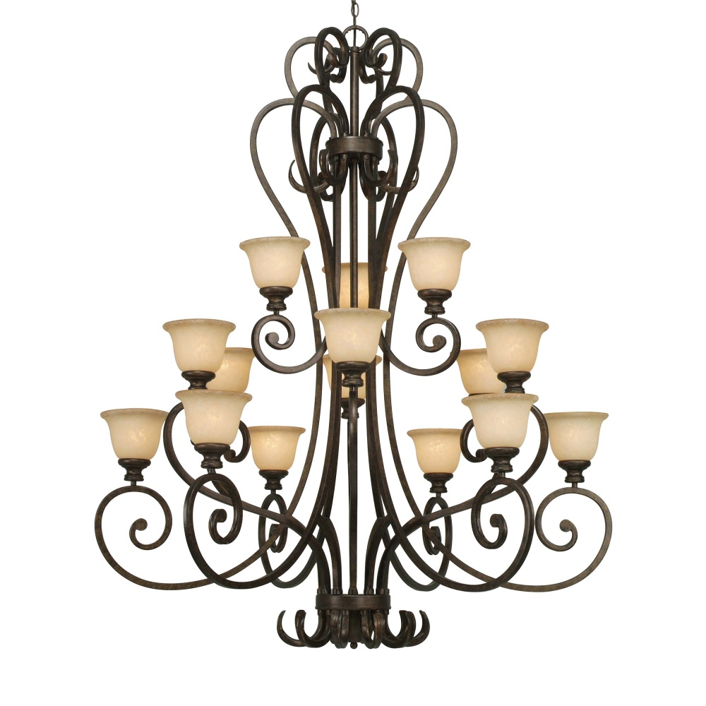Wry Lighting Heartwood 15-light Chandelier in Burnt Sienna